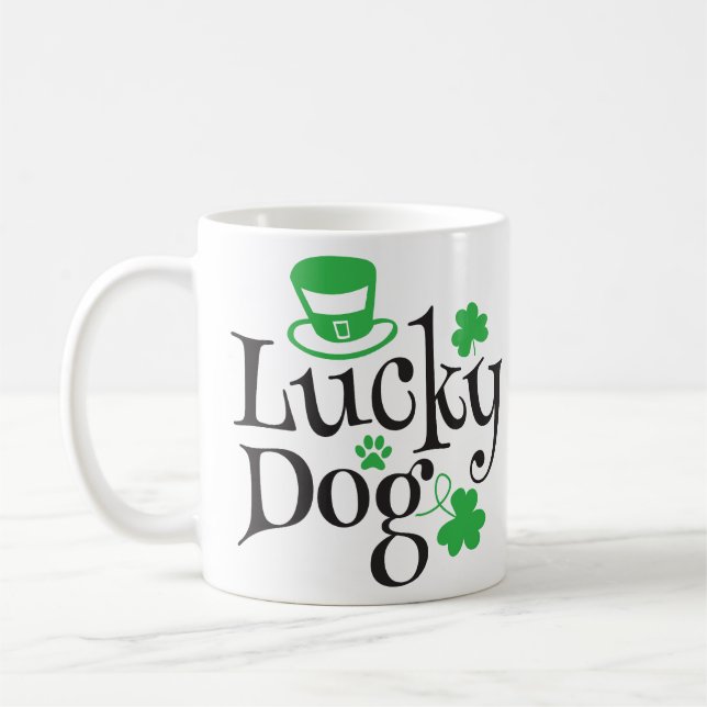 Personalized Lucky Dog Photo Coffee Mug (Left)