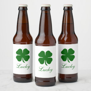 Personalized Lucky Green Clover Beer Bottle Label
