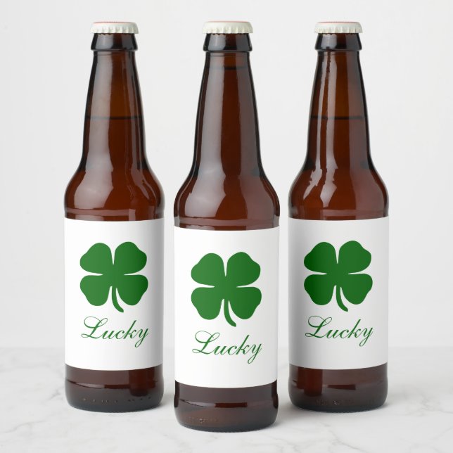Personalized Lucky Green Clover Beer Bottle Label (Bottles)