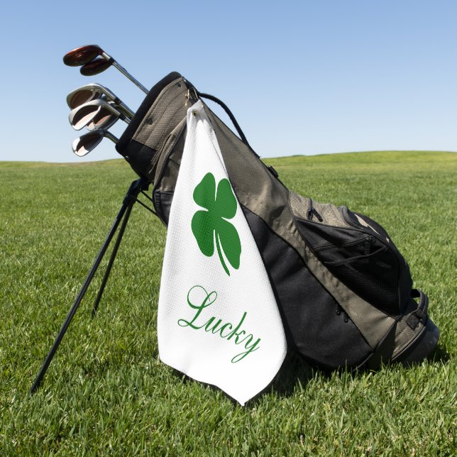 Personalized Lucky Green Clover Golf Towel (Green)
