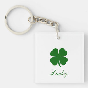 Personalized Lucky Green Clover Keychain