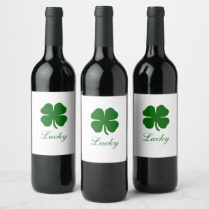 Personalized Lucky Green Clover Wine Label