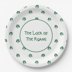 Personalized Lucky in Love Four Leaf Clover Paper Plate
