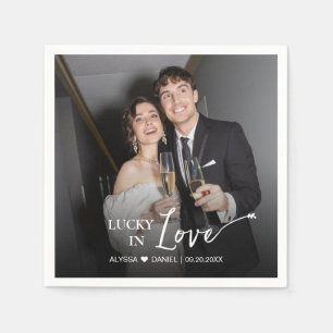 Personalized Lucky in Love wedding favour Napkin