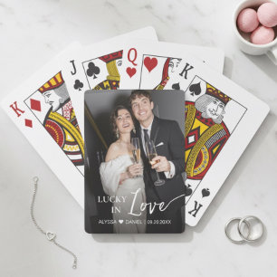 Personalized Lucky in Love wedding favour playing Cards