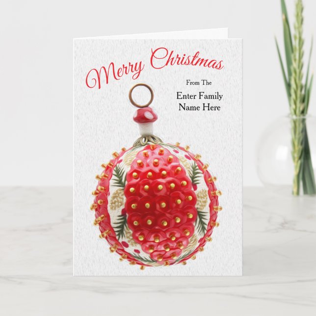 Personalized Lucky Mushroom Christmas Card (Front)