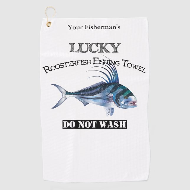 Personalized Lucky Roosterfish Fishing Towel (Front)