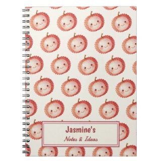 Personalized Lucky You Lychee pattern Watercolor Notebook