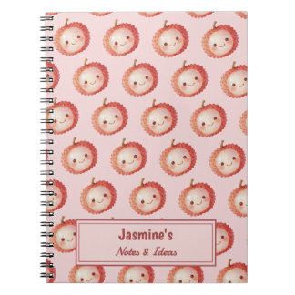 Personalized Lucky You Lychee pattern Watercolor Notebook