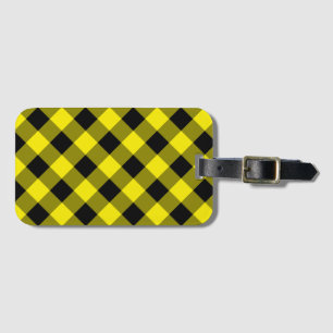 Personalized Luggage Tag Black and Yellow Checked