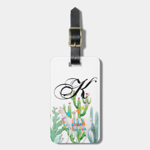 Personalized Luggage Tag Boho Llama Bohemian Cacti