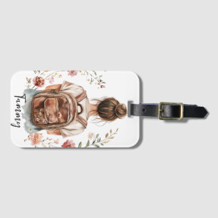Personalized Luggage Tag – Brunette Woman