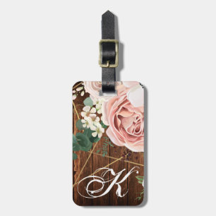 Personalized Luggage Tag Geometric Garden Rose