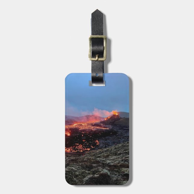 Personalized luggage tag - Iceland volcano (Front Vertical)