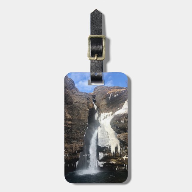 Personalized luggage tag - Iceland waterfall (Front Vertical)