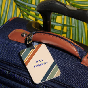 Personalized Luggage Tag Modern Retro Colour Block