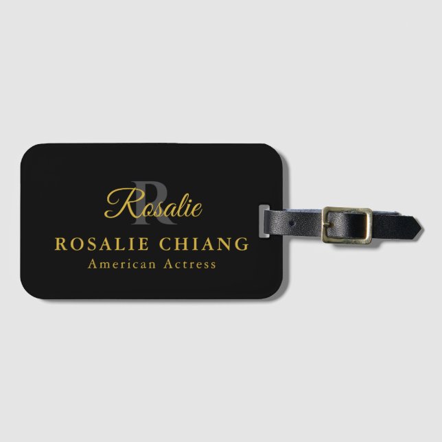 Personalized Luggage Tag – Name, Title & Monogram (Front Horizontal)