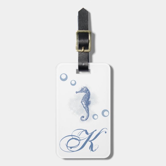 Personalized Luggage Tag Seahorse Ocean Beach (Front Vertical)