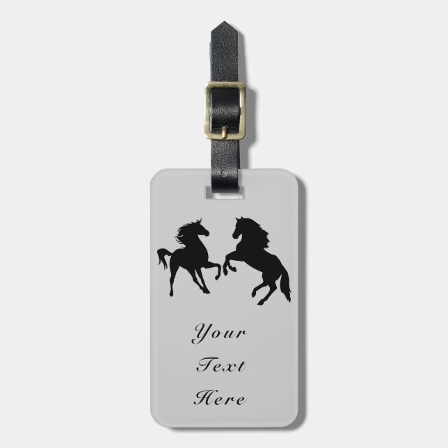 Personalized Luggage Tag with Horses Choose Colour (Front Vertical)