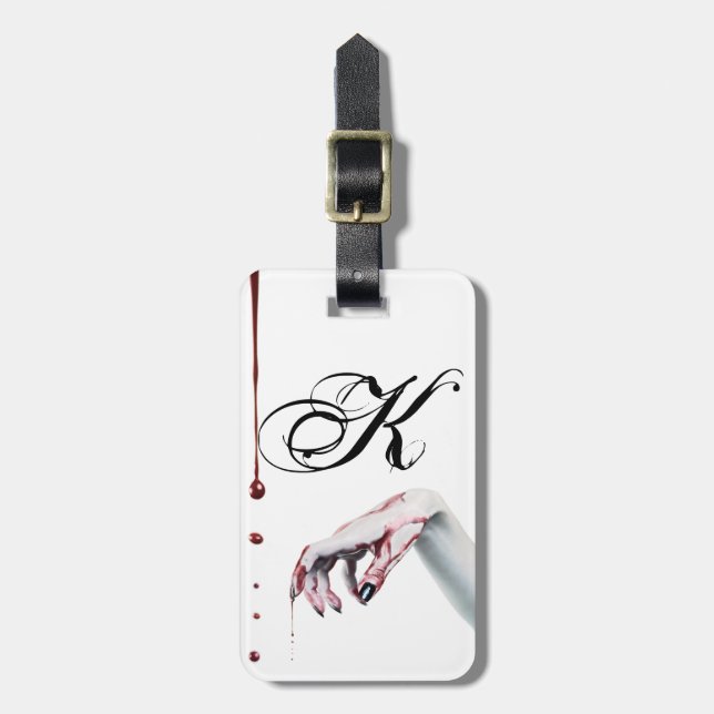 Personalized Luggage Tag zombie blood drip vampire (Front Vertical)
