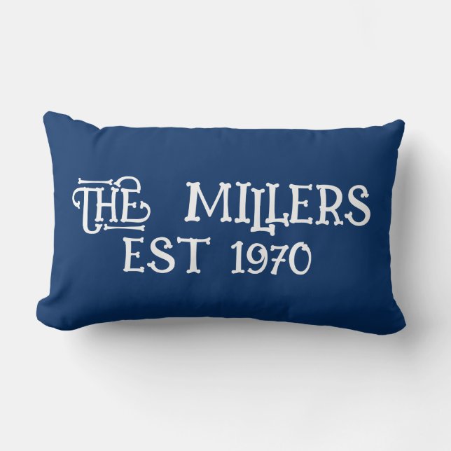PERSONALIZED LUMBAR CUSTOM NAVY BLUE PILLOW (Front)