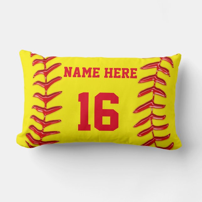 Personalized Lumbar Softball Pillows for Girls (Front)