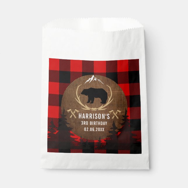 Personalized Lumberjack Birthday Favour Bag (Front)