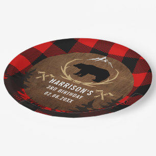 Personalized Lumberjack Birthday Paper Plate