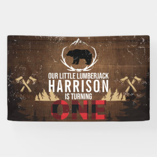 Personalized Lumberjack First Birthday Banner