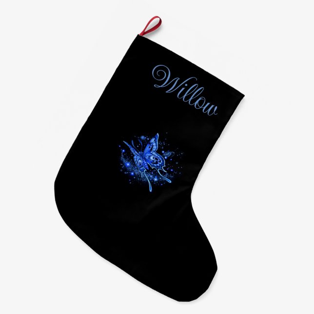 Personalized Lunar Moth  Large Christmas Stocking (Front (Hanging))