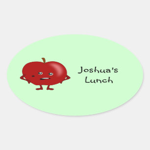 Personalized Lunch Labels: Apple Oval Sticker