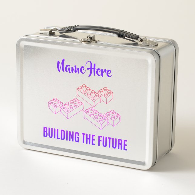 Personalized Lunchkins Building Bricks Lunch Box (Front)