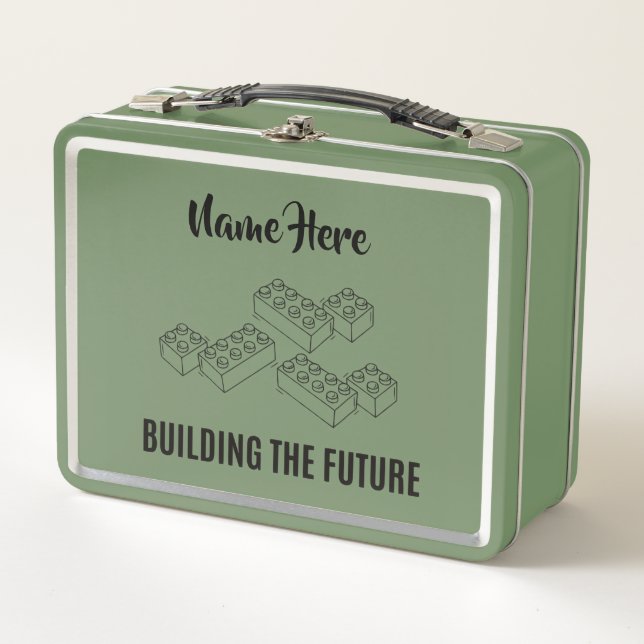 Personalized Lunchkins Building Bricks Lunch Box (Front)