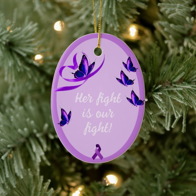 Personalized Lupus Support Purple Heart Ceramic Or Ornament (Tree)
