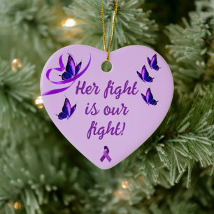 Personalized Lupus Support Purple Heart Ceramic Ornament