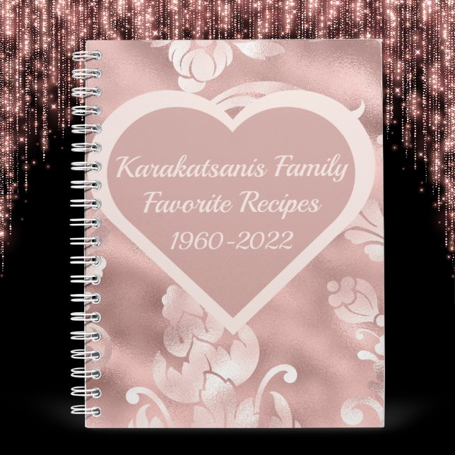 Personalized Lush Blush Pink Keepsake Recipe Book (Creator Uploaded)