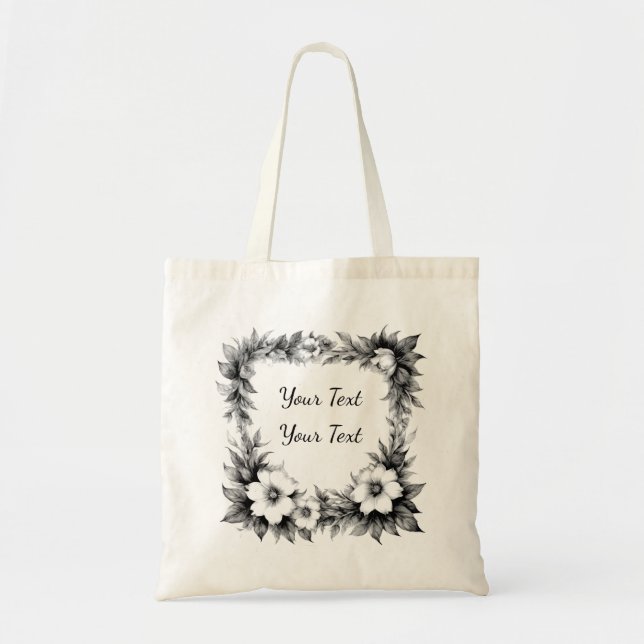 Personalized Lush Floral Frame Tote (Front)