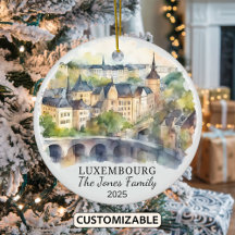 Personalized Luxembourg Ornament, Luxembourg Gift