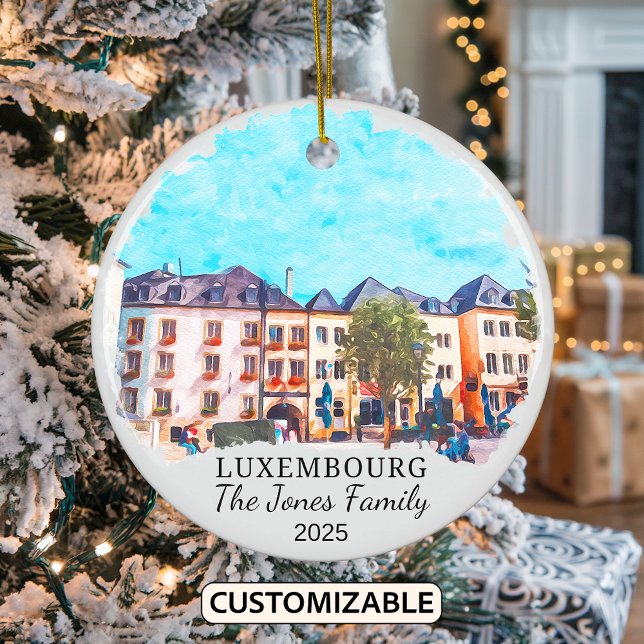 Personalized Luxembourg Ornament, Luxembourg Gift Ceramic Ornament (Creator Uploaded)
