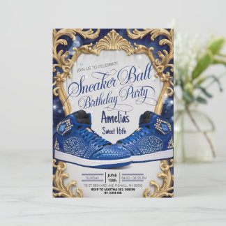 Personalized Luxurious Birthday Sneaker Ball Party Invitation