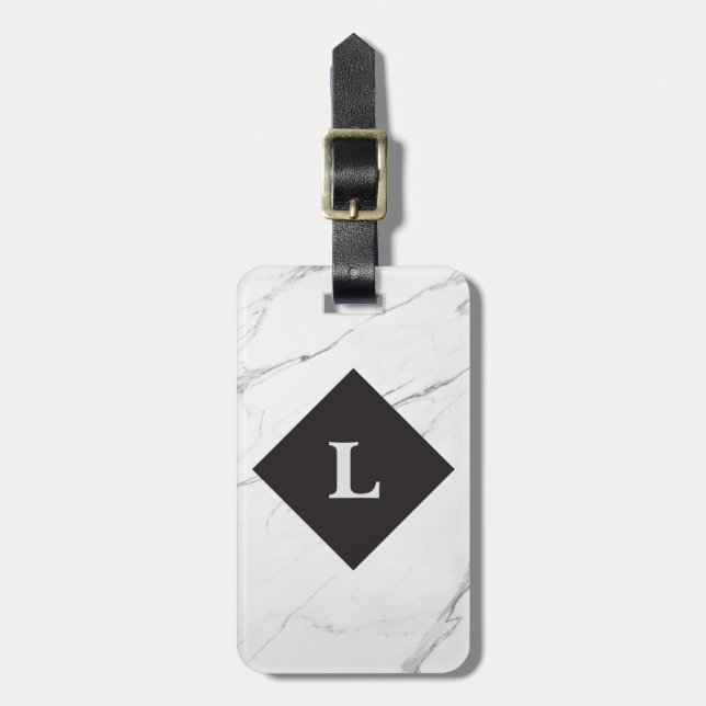 Personalized Luxurious White Marble luggage tag (Front Vertical)