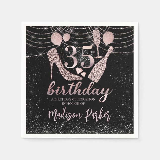 Personalized Luxury 35th Birthday Napkin (Front)