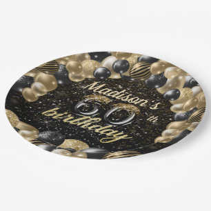 Personalized Luxury 60th Birthday Balloon Paper Pl Paper Plate
