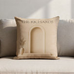 Personalized Luxury Architectural Throw Pillow<br><div class="desc">Elevated neutral decor with a refined architectural aesthetic. This personalized throw pillow features a warm limestone arch design inspired by upscale interiors, boutique hotel styling, and modern luxury spaces. Soft beige tones, sculptural stone details, and elegant custom family name typography create a sophisticated statement piece for living rooms, bedrooms, reading...</div>