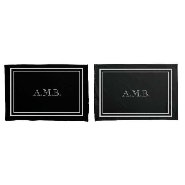 Personalized Luxury Black Monogram Standard Pillowcase (Front-Set)