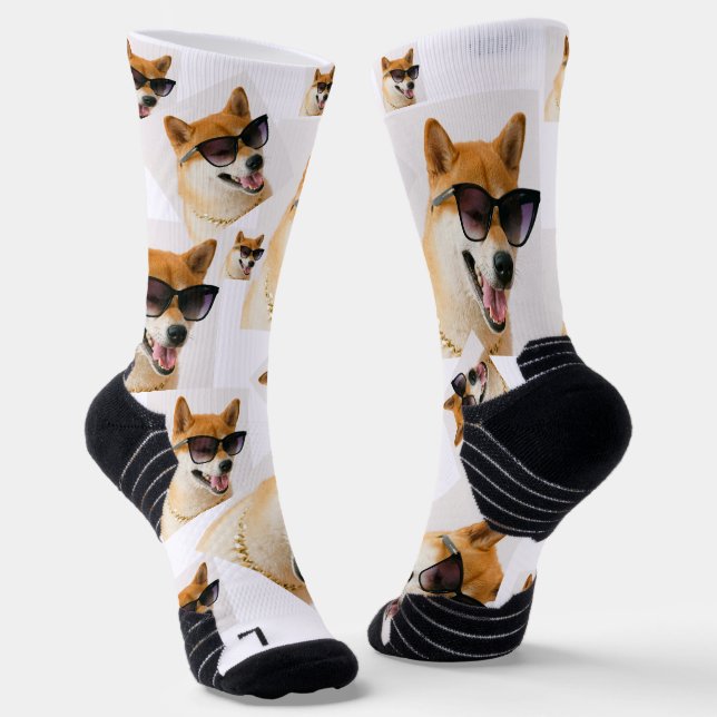 Personalized luxury dog pattern socks (Angled)