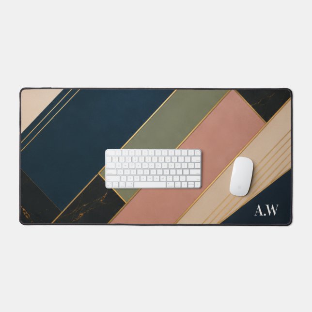 Personalized Luxury Geometric Desk Mat (Keyboard & Mouse)