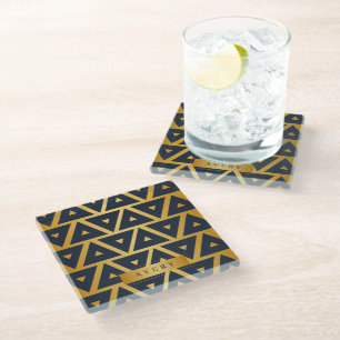 Personalized Luxury Geometric pattern Glass Coaster