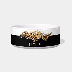 Personalized Luxury Golden Flowers Elegant Classy Bowl