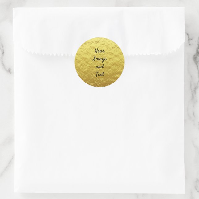 Personalized luxury golden foil classic round sticker (Bag)